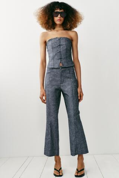 УКОРОЧЕННЫЕ БРЮКИ MINI FLARE ИЗ СМЕСОВОГО ЛЬНА — ZARA