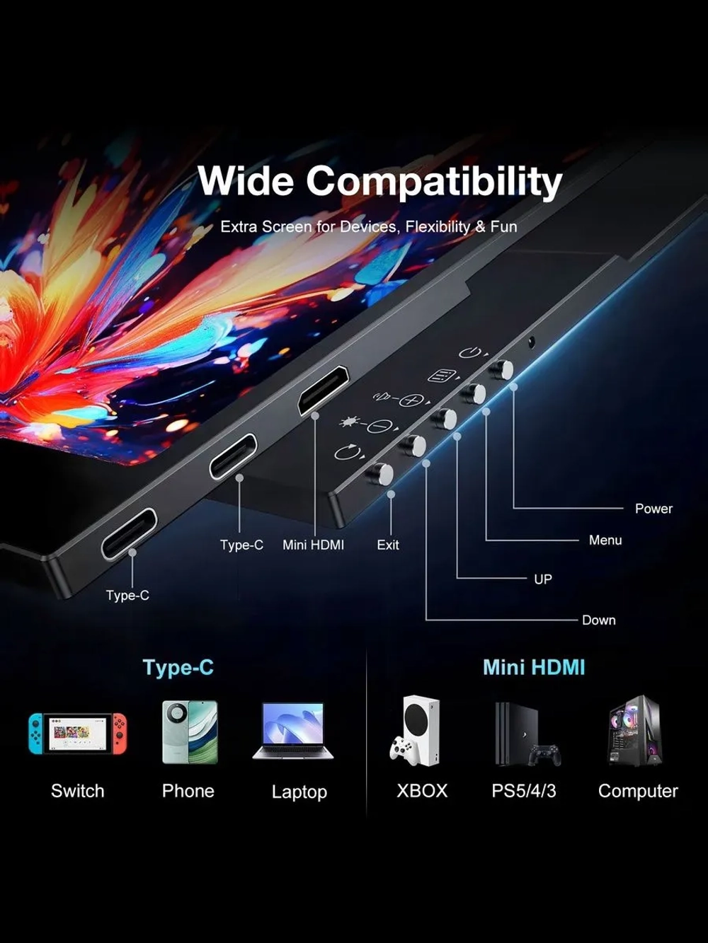 14" Портативный сенсорный игровой монитор Unew CX140TP-B 2880x1800, 120 Гц, OLED