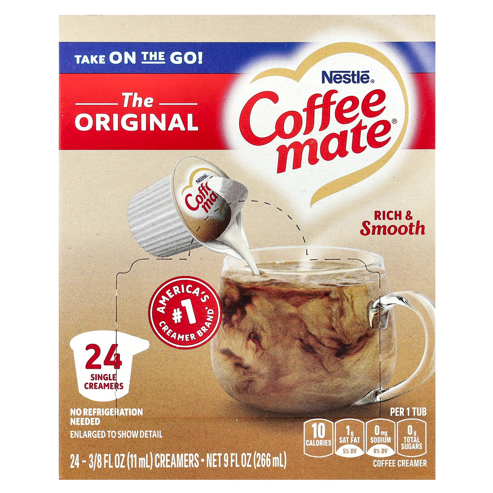 Coffee Mate, жидкие сливки для кофе, оригинальные, 24 сливки по 11 мл (3/8 жидк. унции)