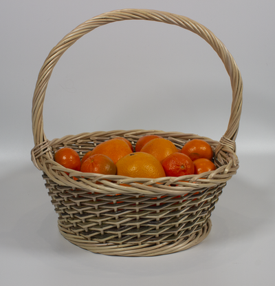 Корзина круглая подарочная для цветов, фруктов, арт. ND340GRW, диаметр 33 см, высота борта 13 см, высота с ручкой 37 см