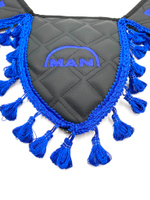Вымпел тройной Man (экокожа, черный с синей вышивкой)