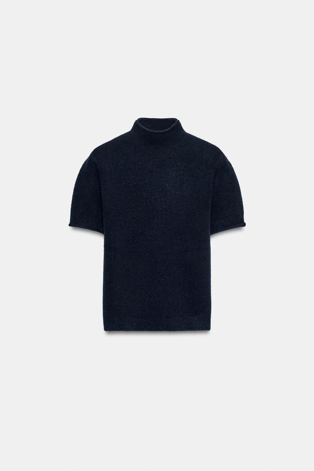 ZARA СВИТЕР ИЗ МЯГКОГО ТРИКОТАЖА С КОРОТКИМИ РУКАВАМИ, МОРСКОЙ СИНИЙ