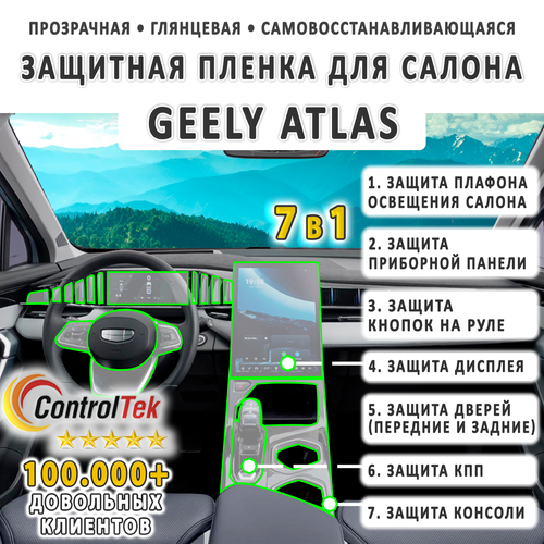 Geely Atlas (2023) - комплект защитных пленок 7 в 1. Пленка защитная ControlTek HYBRID со слоем TOP COAT. Толщина: 6 mil. (175 мкм.)