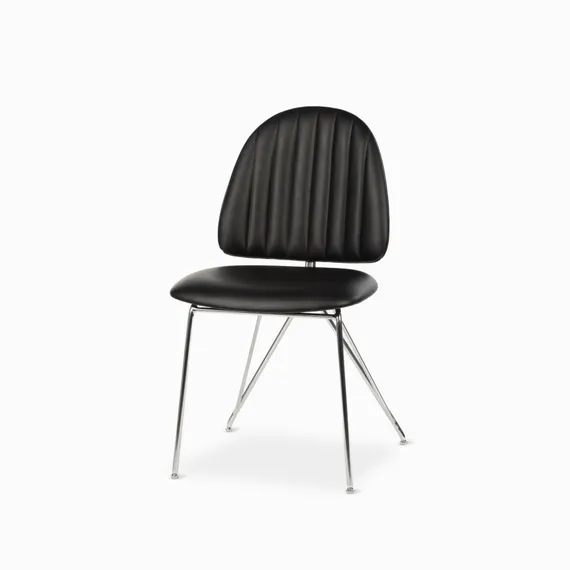 Обеденный стул Sundseat, черная экокожа, ножки хром