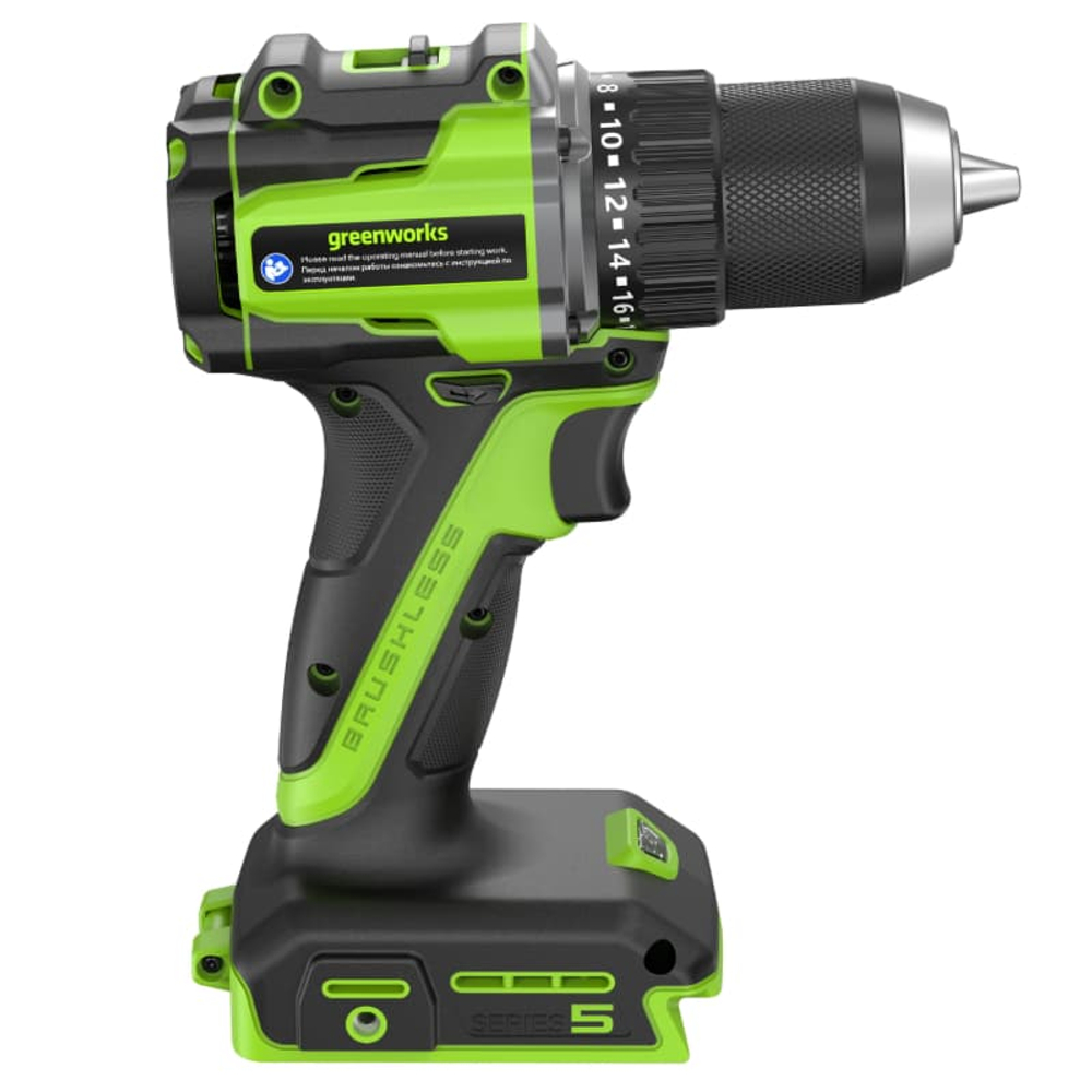 Дрель-шуруповерт акк. Greenworks DD560, 24V, б/щет, 30/60 Нм, 13мм, Anti-kickback, 1х4Ач, ЗУ, кор (3708407CUB)