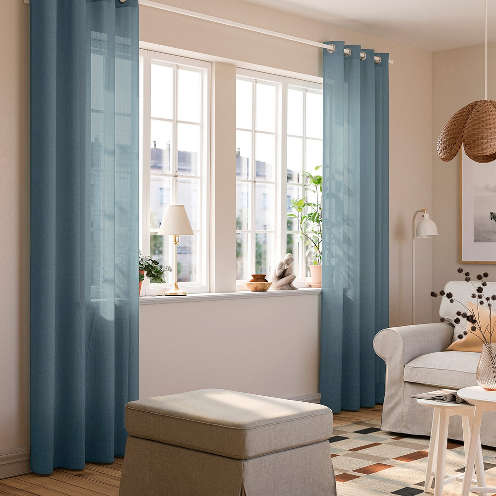 IKEA RITVA  (ИКЕА РИТВА)  -  Гардина, 2 шт. - серо-голубая/с петлями 145х250 см