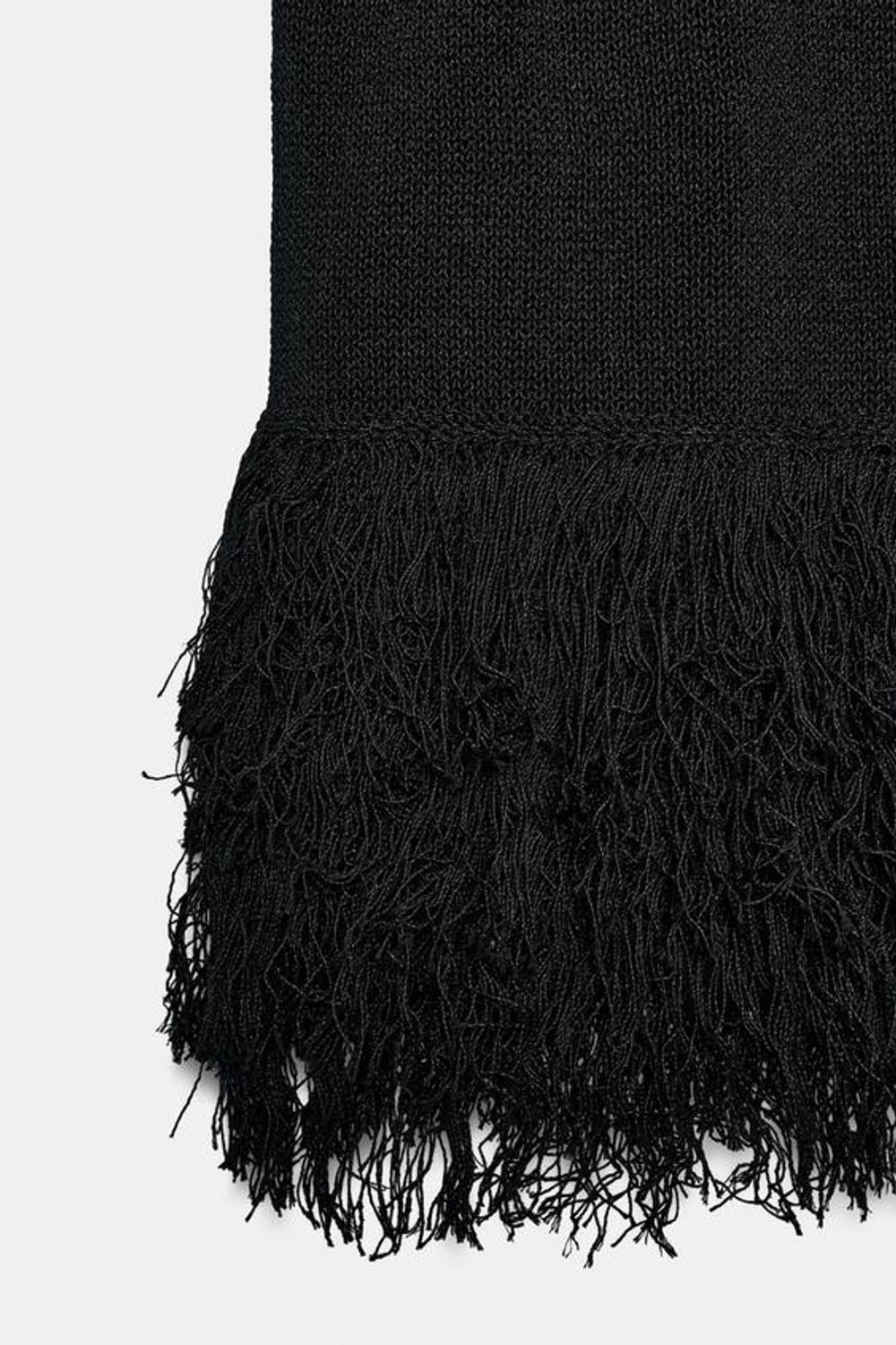 ZARA ТРИКОТАЖНЫЙ ТОП С БАХРОМОЙ, ЧЕРНЫЙ