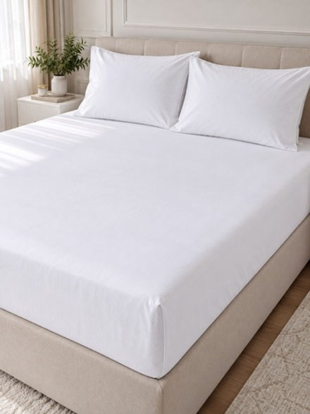 Простыня на резинке Majoli 180×200 + 2 наволочки 50×70, белый