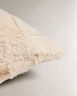 ZARA HOME НАВОЛОЧКА ДЛЯ ДЕКОРАТИВНОЙ ПОДУШКИ ИЗ ИСКУССТВЕННОГО МЕХА В КЛЕТКУ, ПЕСОЧНЫЙ