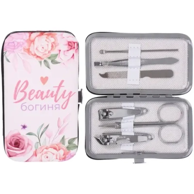 Набор для маникюра в футляре 6 предметов «Beauty Богиня!»,11*6,5см