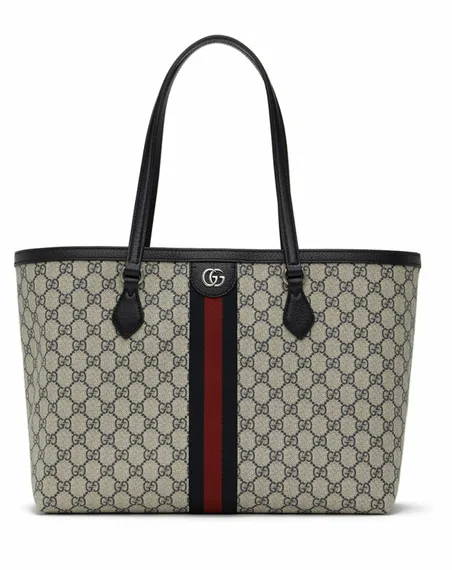 Сумка-тоут Gucci Ophidia GG среднего размера бежевый/синий