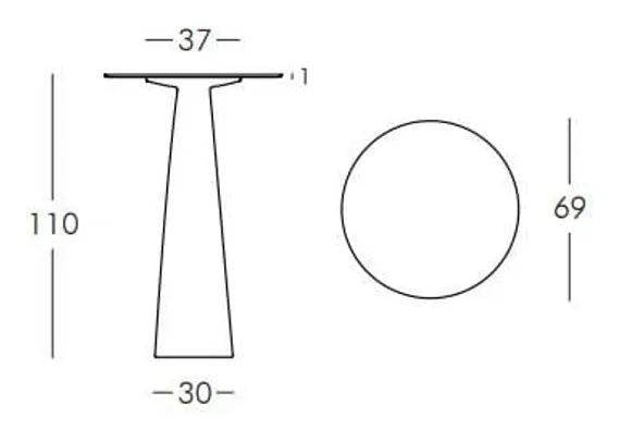 Стол из HPL пластика барный светящийся Hopla Lighting, белый