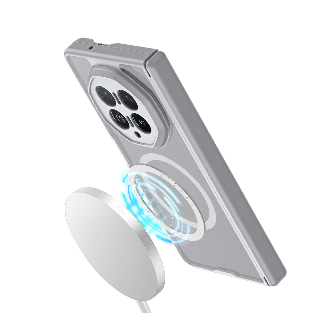 Усиленный чехол с серыми рамками и с MagSafe для Honor Magic V6, серия Expn Series Magnetic от Dux Ducis