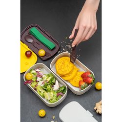 Ланч-бокс с приборами Food Time, 1 л, серый