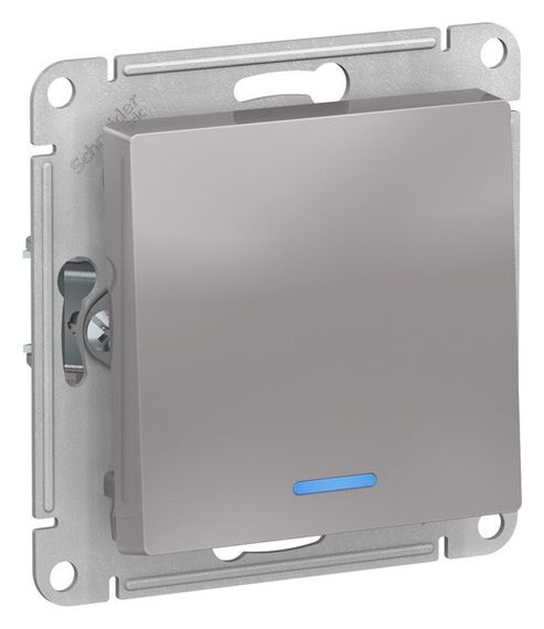 Выключатель Systeme Electric ATLASDESIGN 1-клавишный с индикатором алюминий 38181