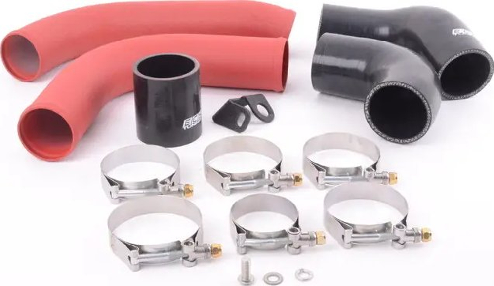 Пайп кит ECS Tuning Volkswagen, Audi, Seat, Skoda, Cupra MQB Gen3/Gen4 1.8/2.0T High Flow Turbo Outlet Pipe Kit - Wrinkle Red