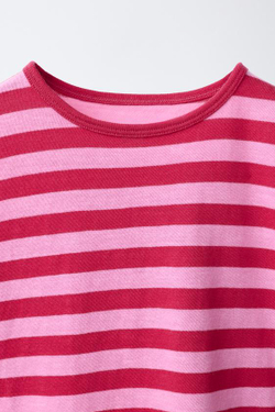 ZARA ФУТБОЛКА SOFT В ПОЛОСКУ, РОЗОВЫЙ