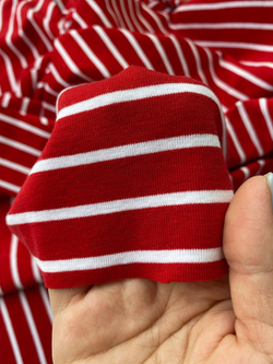 Отрез 0,4м Трикотаж рибана Breton stripes, Красный с белым