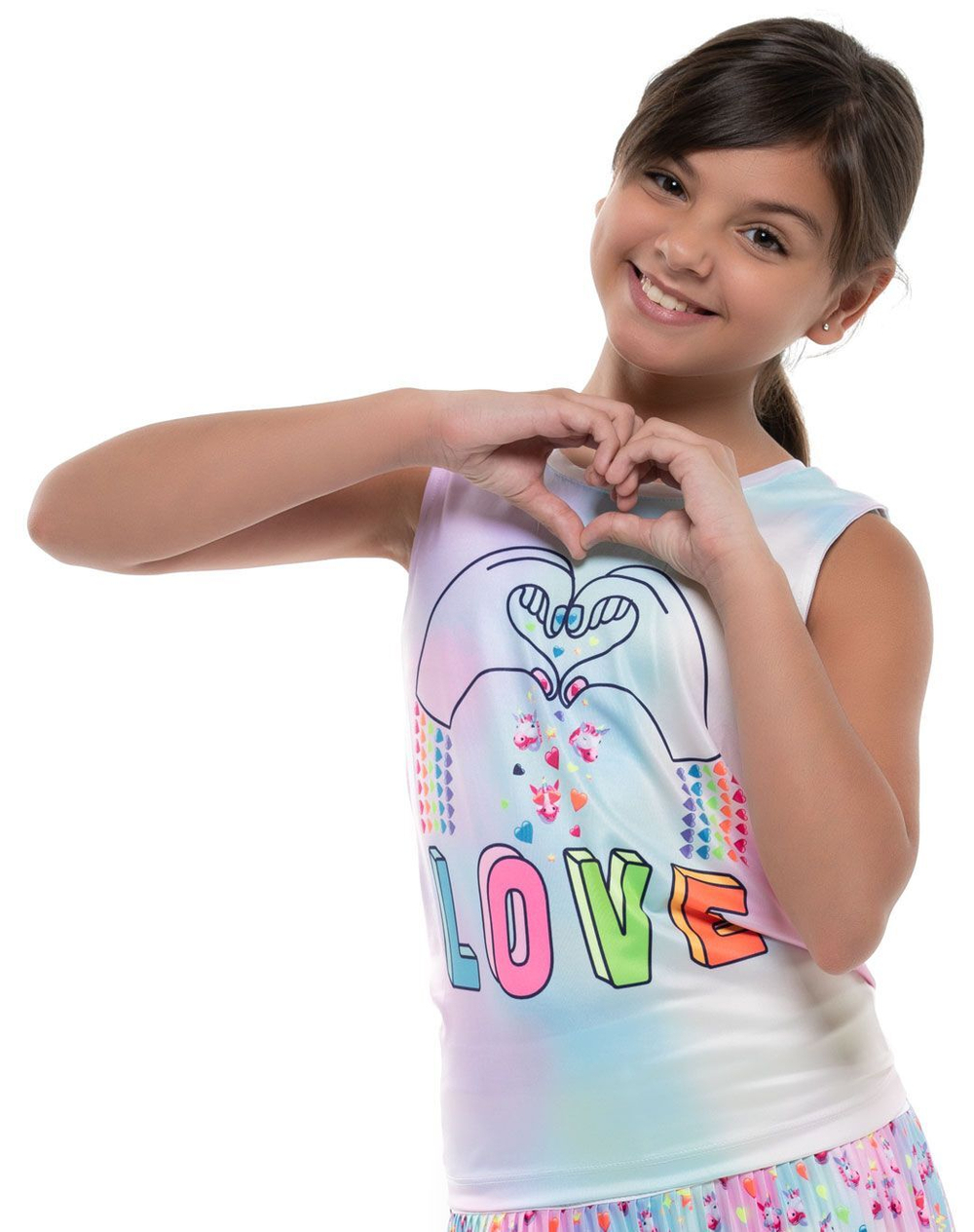 Футболка для девочки Lucky in Love Novelty Print Animoji Love Tie Back Tank Girls - multicolor