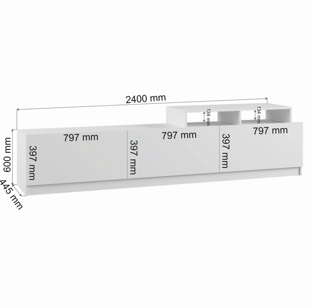 Тумба под ТВ Мадера 240х60х44,5 см гостиная вместительная Альбина