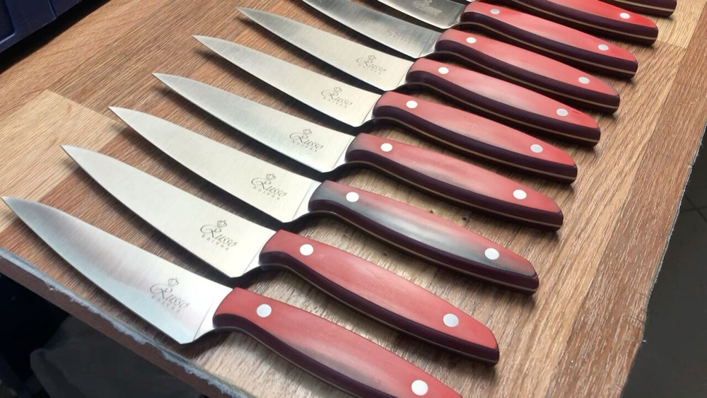 Кухонный нож Alexander L PRO AUS-8 Red G10