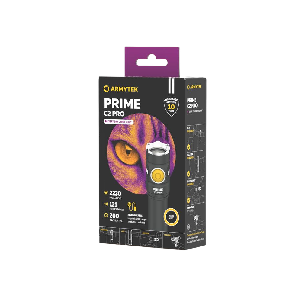 Фонарь Armytek Prime C2 Magnet USB+18650, 930 лм, теплый свет, аккумулятор