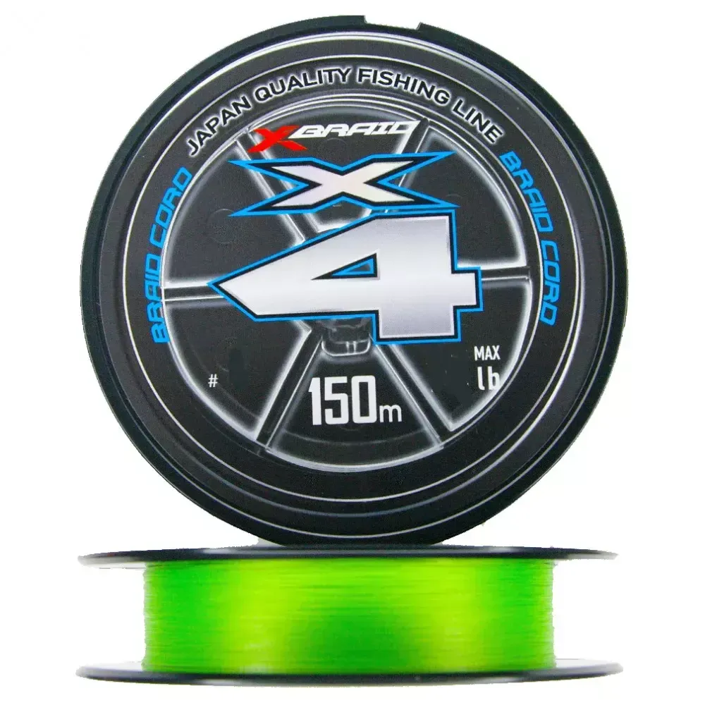 Шнур YGK X-Braid Braid Cord X4 150m Chartreuse #1.0, 0.165мм, 18lb, 8.2кг