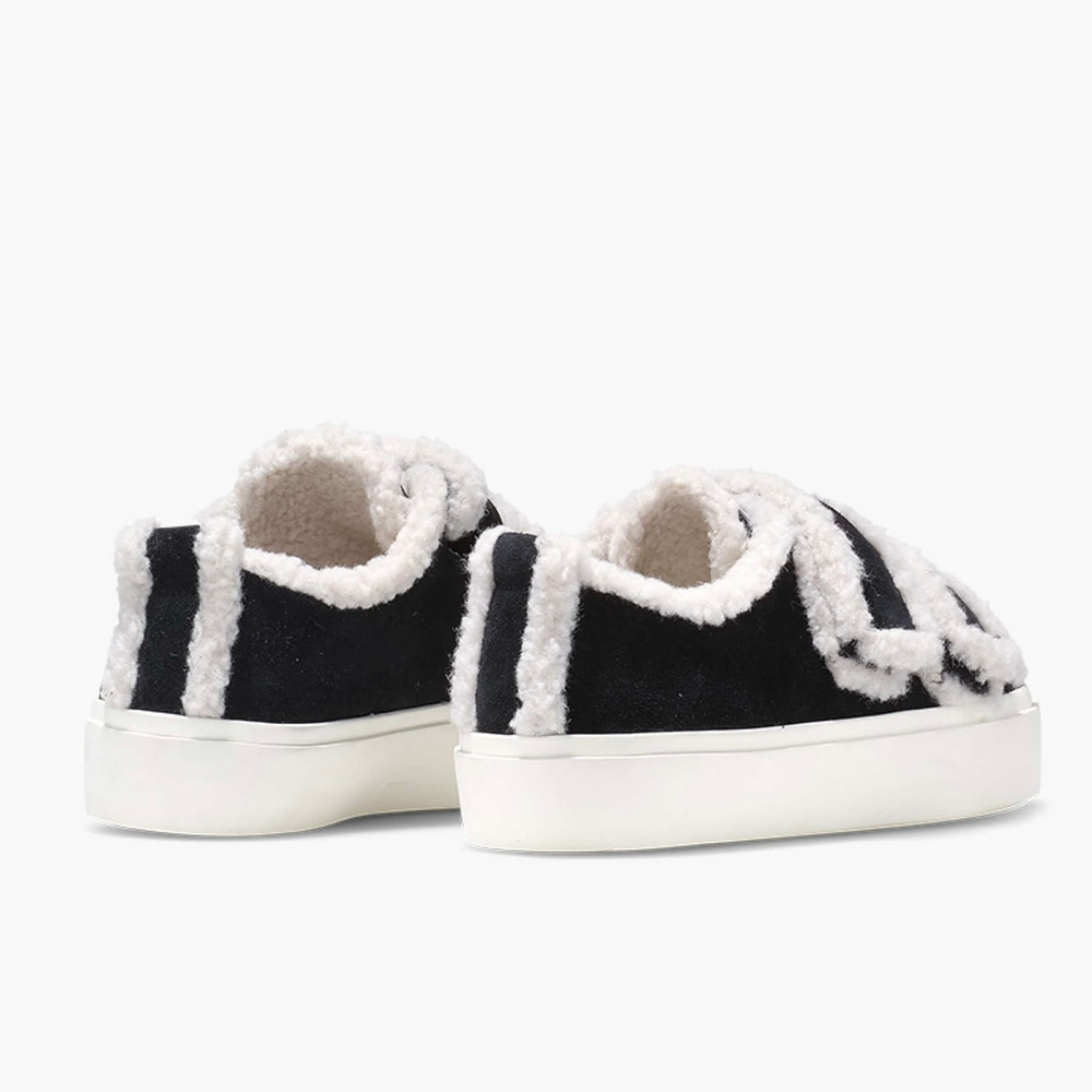 Замшевые кеды INUIKII 35202-050 Shearling low velcro black на меху