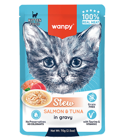 Wanpy Cat Для котят нежное рагу из лосося и тунца 70гр.