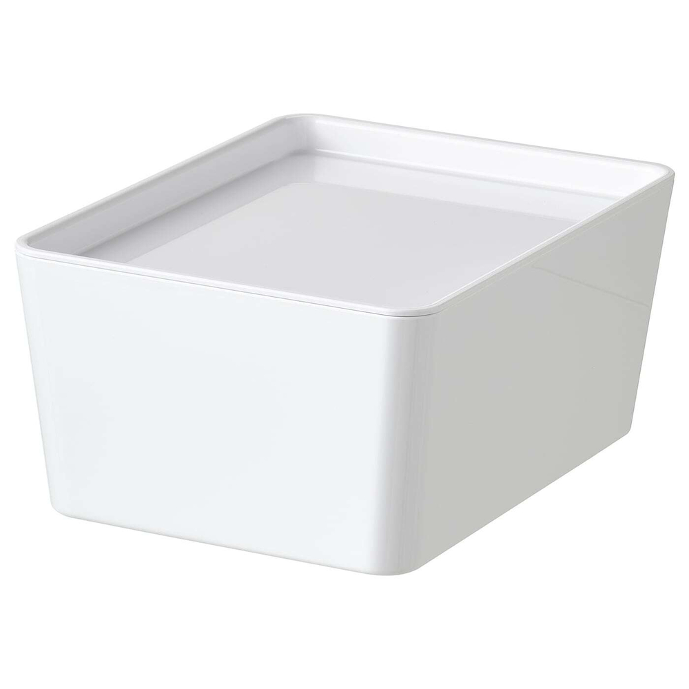 Контейнер с крышкой IKEA KUGGIS (КУГГИС), Пластик, Белый, 13x18x8 см