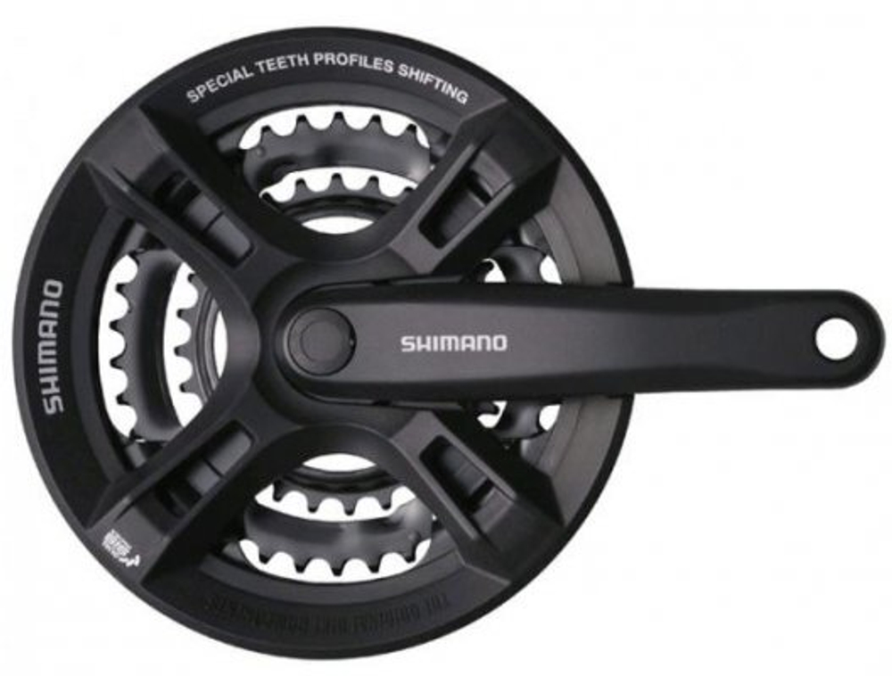 Система Shimano Tourney FC-M171 Кв., длина 175 мм, звезды 28/38/48, с защ., б. болтов, черный