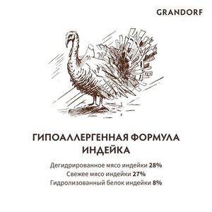 Сухой корм Grandorf DOG Turkey MINI для взрослых собак мелких пород, индейка