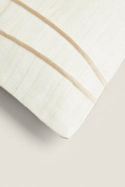 ZARA HOME ЧЕХОЛ ДЛЯ ДЕКОРАТИВНОЙ ПОДУШКИ С ВЫШИВКОЙ, СВЕТЛО-БЕЖЕВЫЙ