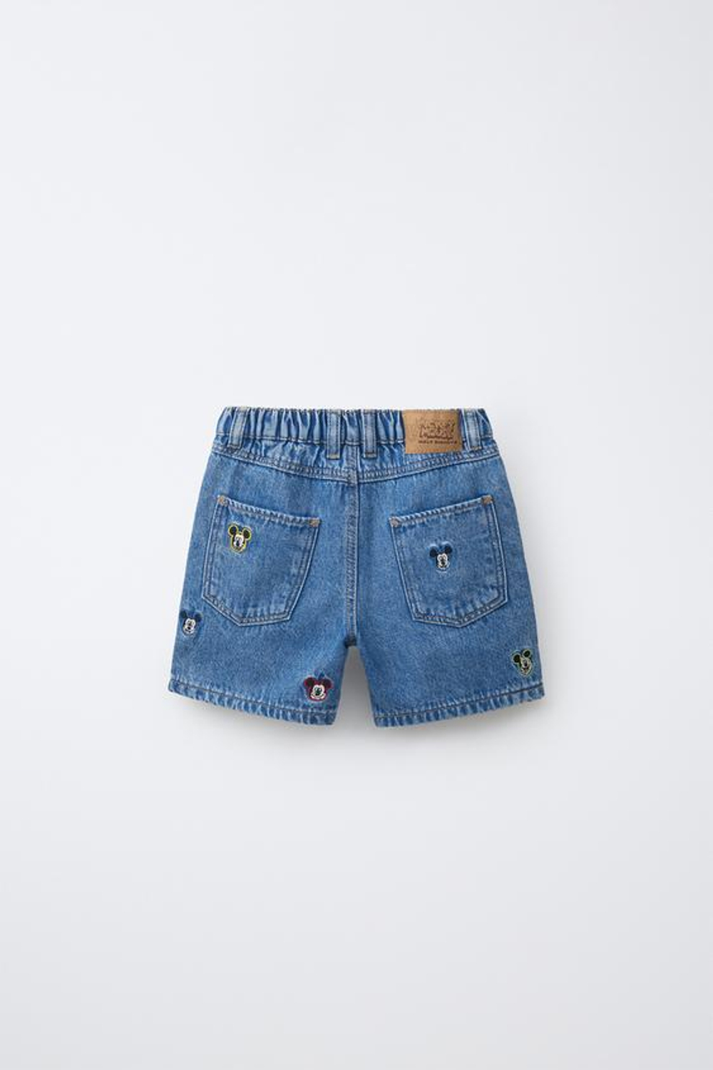 ZARA ДЖИНСОВЫЕ БЕРМУДЫ MICKEY MOUSE © DISNEY, ВЫЦВЕТШИЙ СИНИЙ