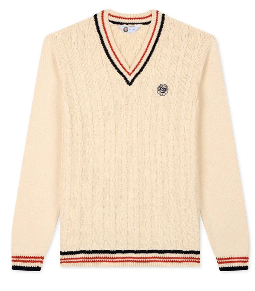 Мужская теннисная кофта Roland Garros Heritage Theodore - экрю