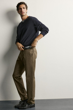 ZARA БРЮКИ ЧИНОС SLIM FIT, ХАКИ
