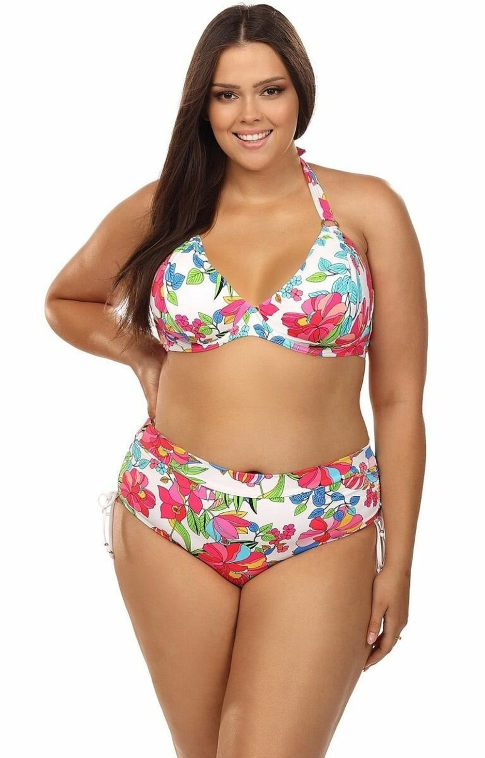 Купальник plus size с ярким цветочным принтом (Размер: 85F/42) (Цвет: разноцветный)