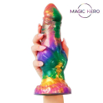 Разноцветный фантазийный фаллоимитатор на присоске 24см Bior Toys Magic Hero MH-13046