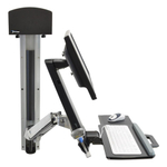 Крепление "Рука" Ergotron StyleView Sit-Stand Combo System с подставкой для клавиатуры, мыши и с малым держателем CPU(45-273-216 / 45-273-026), Серебряный