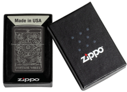 Зажигалка ZIPPO Wheel Of Fortune с покрытием High Polish Black, латунь/сталь, черная, глянцевая, 38x