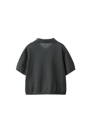 ZARA ТРИКОТАЖНОЕ ПОЛО ИЗ ХЛОПКА И ЛЬНА, СВИНЦОВЫЙ