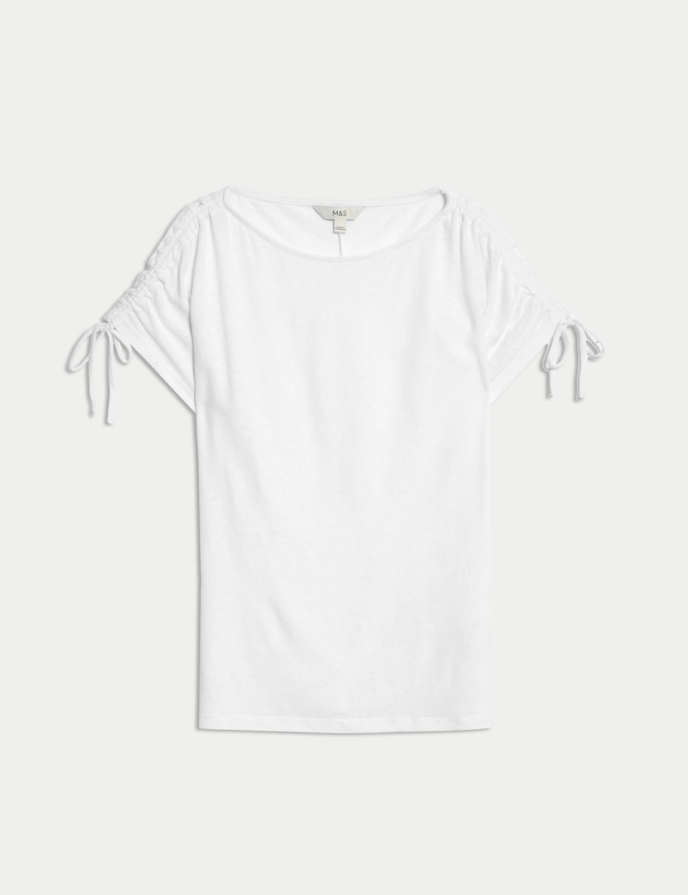 Футболка из льняной смеси со сборками - Marks & Spencer