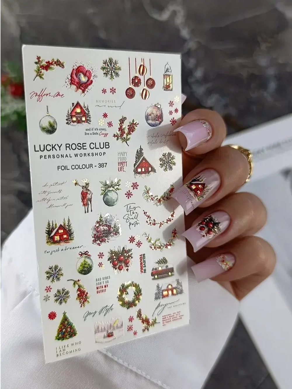 Lucky Rose Слайдеры наклейки для длинных ногтей 387