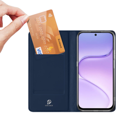 Чехол книжка из кожи синего цвета для Honor 600 Smart и X7e Plus, серия Skin Pro Series от Dux Ducis