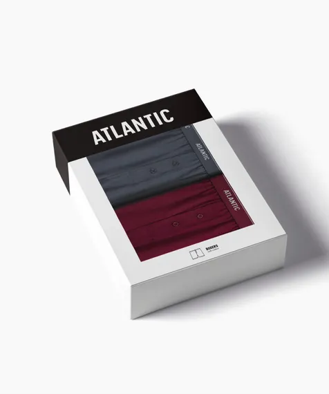 Трусы (2 шт) мужские семейные Atlantic 2RMX-001, хлопок, графитовый + каберне