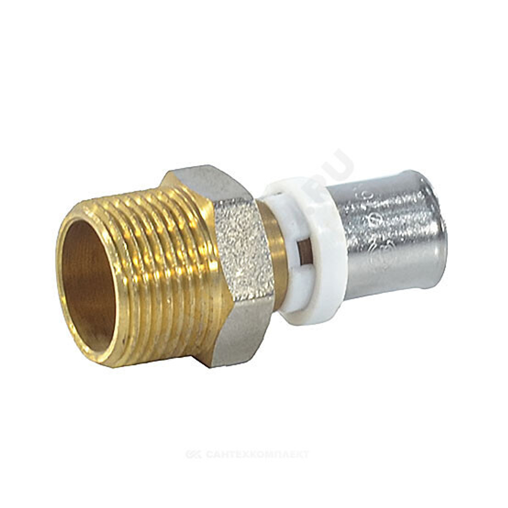 Муфта МП латунь никель пресс Дн 16х1/2" НР ГОСТ 32415-2013 8001 Aquasfera 8001-01