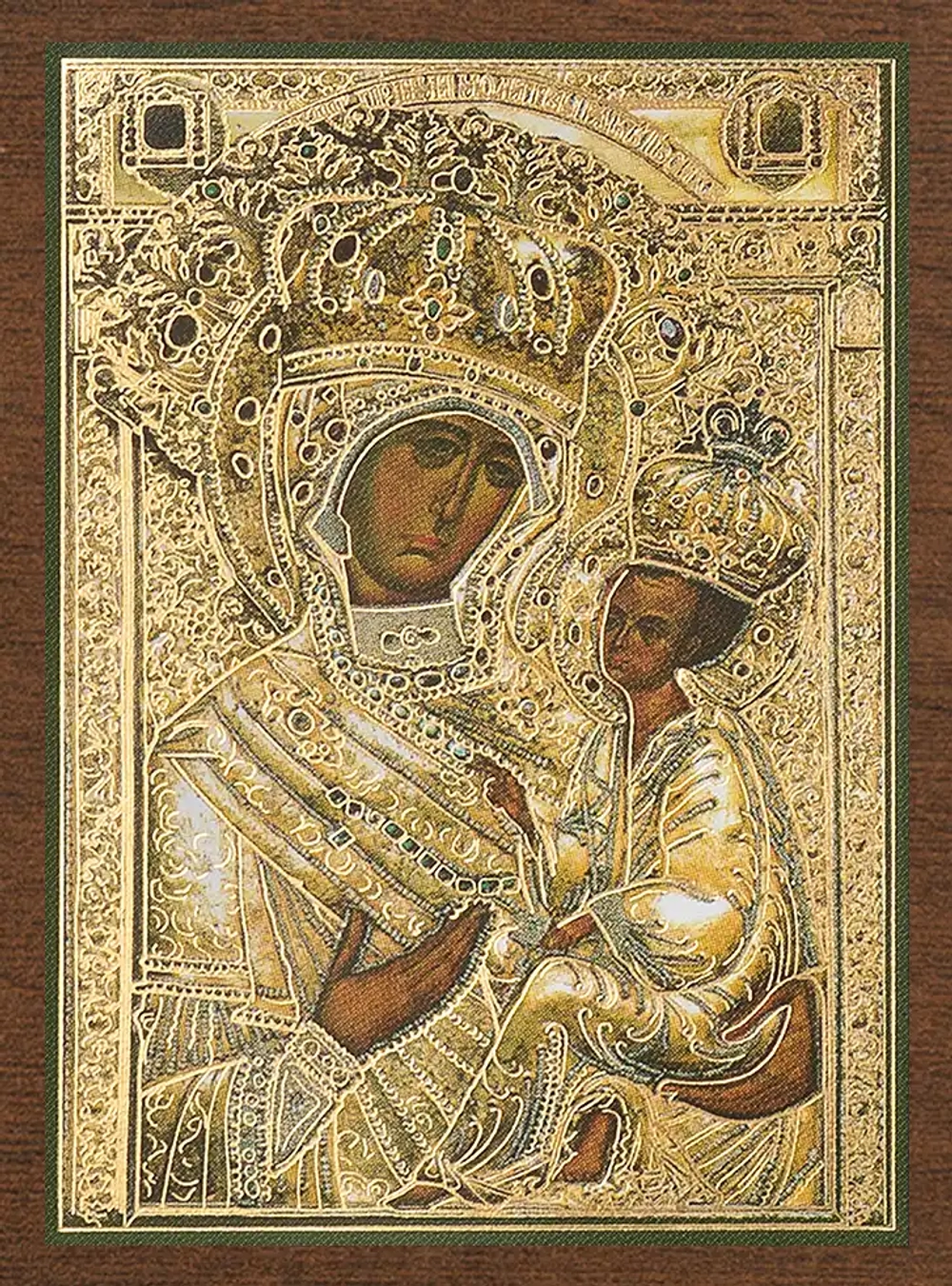Икона БМ "Тихвинская в ризе" 4х6 на МДФ-6