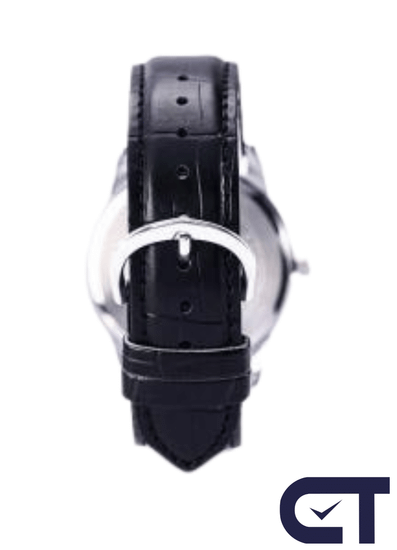 Casio MTP-V001L-1B Standard часы наручные мужские — чёрный циферблат, серебристый корпус и кожаный ремешок