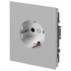 Розетка ЭРА Arktik 16-2102-03 с заземлением 2P+E Schuko со шторками 16А-250В алюминий | Эра Arktik