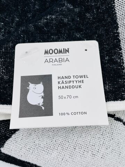 Полотенце 50x70 см Moomin Arabia, черное с рисунком Муми-тролль, с петлей, (из Финляндии)